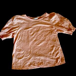 Lace arm short sleeve top